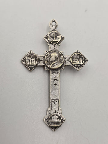 Vintage Catholic Crucifix Cross Pendant Lot of 4 Italy Pope John Paul II Rosary