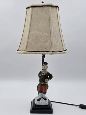 Antique 1940's Monkey Bellhop Figural Table Lamp Mid Century Ceramic Butler Lamp