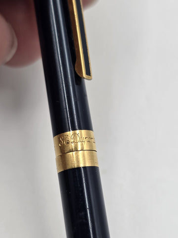 Vintage S.T. Dupont Montparnasse Slim Black Lacquer & Gold-Plated Ballpoint Pen.