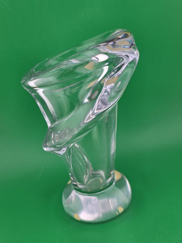 VINTAGE MCM ART VANNES LE CHATEL CALLA LILY VASE 7" CLEAR FRENCH ART GLASS