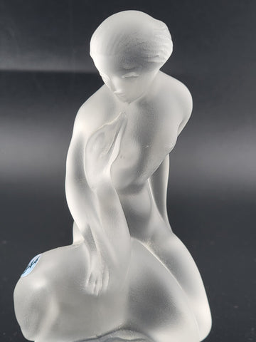 Vintage Lalique Crystal France Leda Nude Woman & the Swan Frosted Style 11905