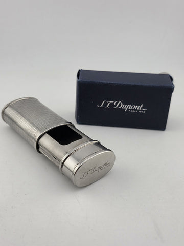 Rare Vintage S.T. Dupont Paris Pocket Cigar Ashtray Guilloche Silver Plate w Box