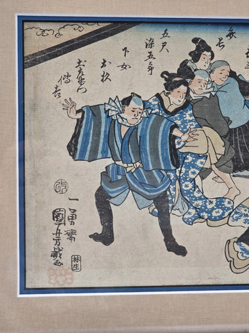 Original Utagawa Kuniyoshi Edo Period Japanese Woodblock Print Ukiyo-e c1850
