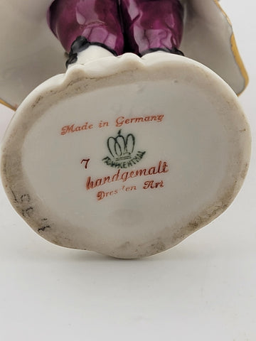 Antique Frankenimal Dresden Porcelain Figurine Boy With Top Hat & Flowers.