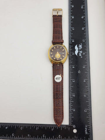 1970s ELGIN Gold Tone Automatic Watch Day Date 17 Jewels 352 Caliber SWISS Works