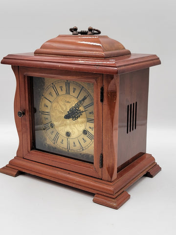BEAUTIFUL ESKA WIND UP ESKA SHELF MANTEL CLOCK BRAZIL WESTMINSTER CHIMES. As-is.