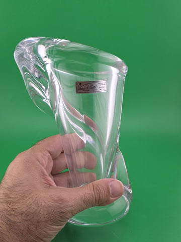 VINTAGE MCM ART VANNES LE CHATEL CALLA LILY VASE 7" CLEAR FRENCH ART GLASS