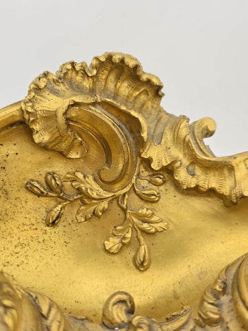 Antique 19th C French Louis XV Rococo Ornate Gilt Bronze Ormolu Inkwell Inkstand