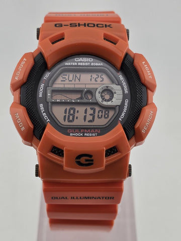 Vintage Casio G SHOCK G-9100R GULFMAN RESCUE STOCK WATCH Men in Rescue Orange