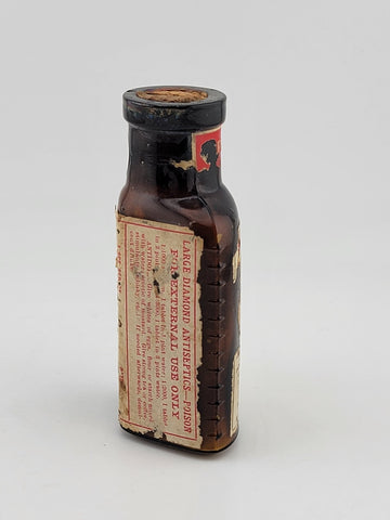 Very Rare Antique POISON Diamond Antiseptics Medicine Bottle W Original Label.
