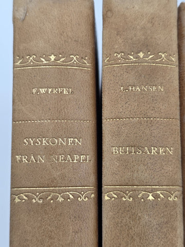 Set Of 4 Vintage Swedish Leather Bound Literature Dreiser Sister Carrie Books
