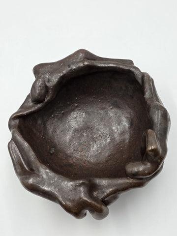 Rare Figural Studio Pottery Bowl 3 Reclining Women Brutalist Art Ceramic Bowl