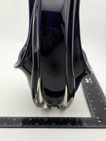 Rare Modern Abstract Murano Art Glass Vase Cobalt Blue Freeform Sculpture.