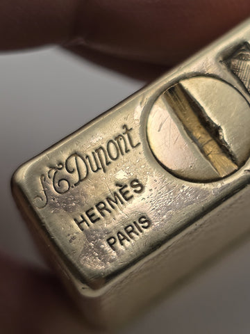 Ultra Rare Vtg S.T. Dupont Hermes Paris 20 Micron Gold Plated Lighter Guilloche