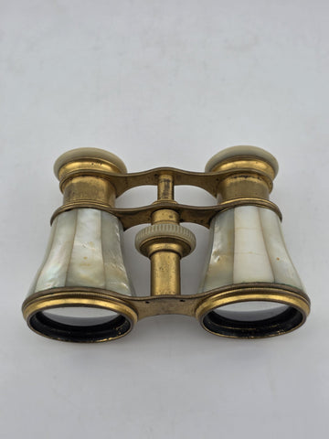 Antique French Victorian 1880–1910 Mother of Pearl Opera Glasses Brass Binocular
