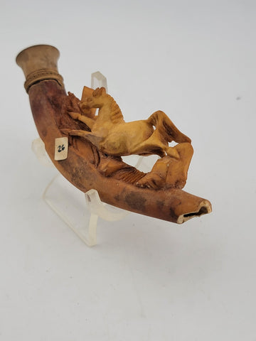 Antique 19th C Horse Theme German Meerschaum Cigarette Holder W Original Case.