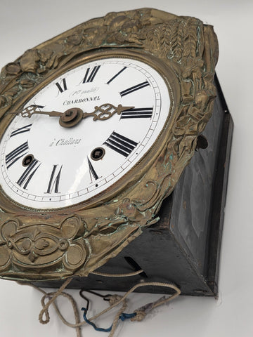 Rare Antique 1850's French Comtoise/Morbier Hanging Clock Movement. Untested.