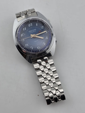 Ultra Rare Vintage 1970's Gents Alarm Watch. Swiss Made Ventura 17 Jewels. Works