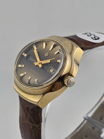 Vintage 1960's Ladies Date Oval Zodiac Automatic Watch. Gold Filled. Working