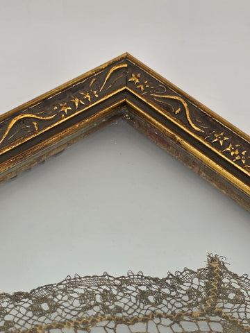 Ultra Rare Antique 1820s Lace Mounted Portrait Watercolor on Ivory Georgian Art