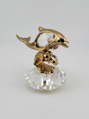 Lencia  Star Collection Austrian Lead Crystal/ 22 Carat Goldplated Metal Dolphin