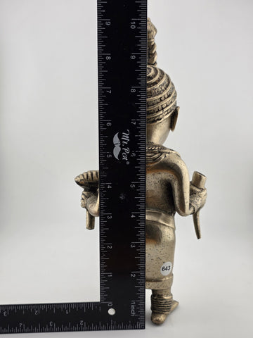 Rare Set Of 3 Monumental 19th C African Benin Oba Warrior Bronze Sculptures
