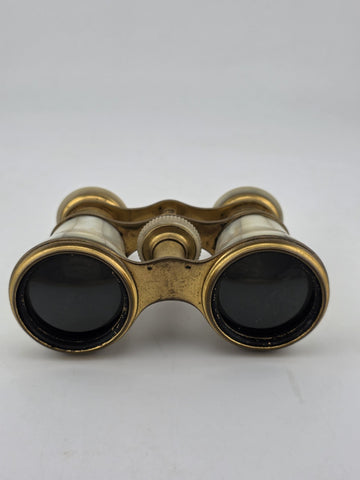 Antique French Victorian 1880–1910 Mother of Pearl Opera Glasses Brass Binocular