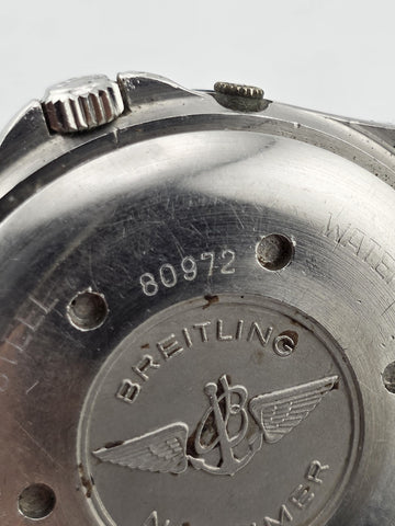 1987 42mm Breitling 80972 Jupiter Navitimer 3300 Quartz Watch. Untested. As-is.