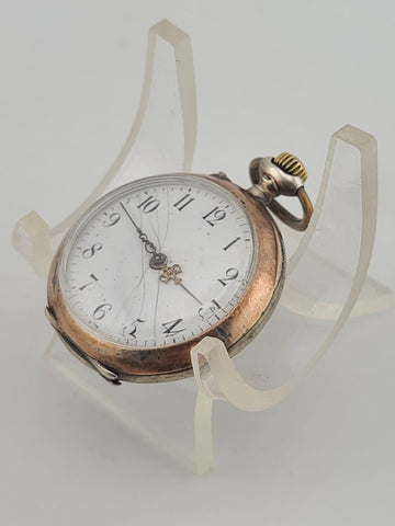 Rare Antique European 800 Silver Pocket Watch C1890 Enamel Dial 33mm. Working.