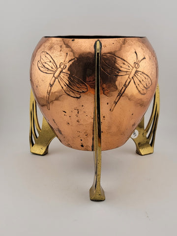 Rare Collectible WMF Ikora, Germany, art nouveau copper and brass vase J1525.