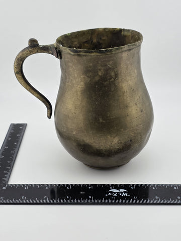 Rare Antique 18th C. Hand Hammered Spanish Colonial European Brass Water Pitcher