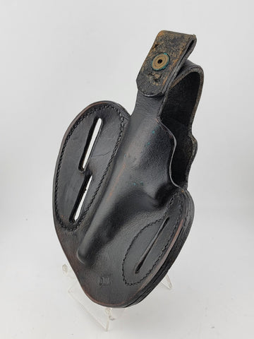 Vintage Post WW2 Black Leather CWK  Handgun Holster. Good Condition.