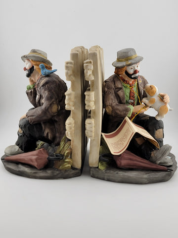 Vintage The Emmett Kelly JR Signature Collection Figurine Bookends Flambro