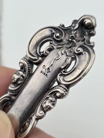 Vintage Sterling Silver Floral Scrollwork Flatware Handle Pendant Necklace 15.8g