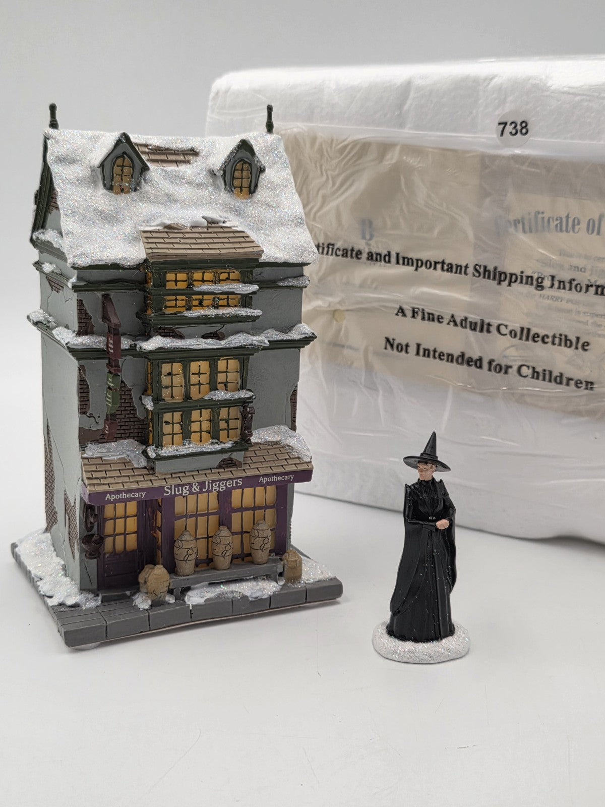 Hawthorne Village Harry Potter Slug & Jiggers McGonagall COA Lighted NEW. Works