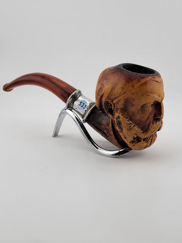 Antique Collectible Hand Carved Large Wood Block Pipe Oriental Turkish Sultan.