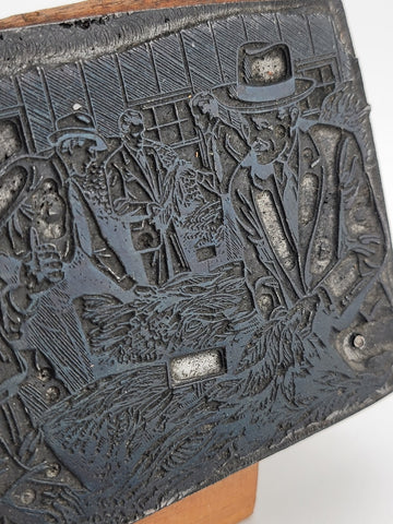 Antique Farmers Market Printing Block. Very Rare. Advertising Item