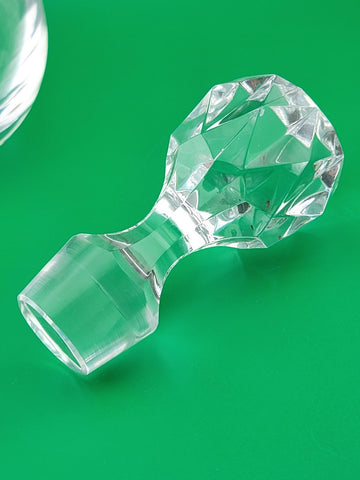 Vintage Bohemia Crystal Solid Heavy Decanter with Ball Stopper. Czech Republic.