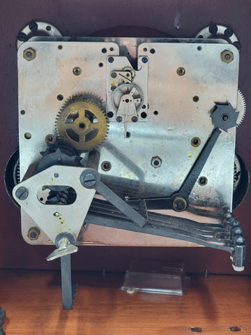 BEAUTIFUL ESKA WIND UP ESKA SHELF MANTEL CLOCK BRAZIL WESTMINSTER CHIMES. As-is.