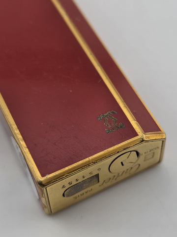 Vintage Cartier ''Must de Cartier'' Red Gas Lighter ''Laque-de-Chine''. Working