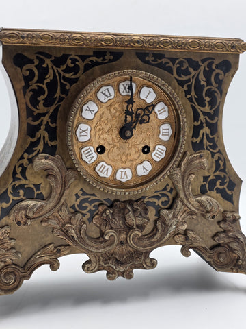 Private: Rare Antique French Rococo Mantel Clock Chinoiserie Inlay Bell Strike.