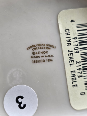 Lenox China Jewels Figurines - Eagle w/American Flag, 1994, 6" Tall, Made in USA