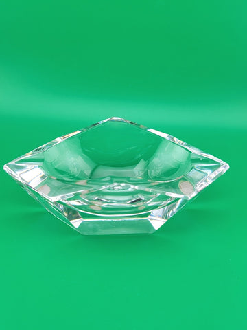 Fabulous 7” Val St Lambert Heavy Lead Crystal Amadis Faceted Octagon Ashtray