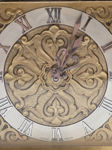 Ultra Rare Arthur Imhof Swiss 8 Day 15 J Gilt Brass Clock Pierced Doors. Works