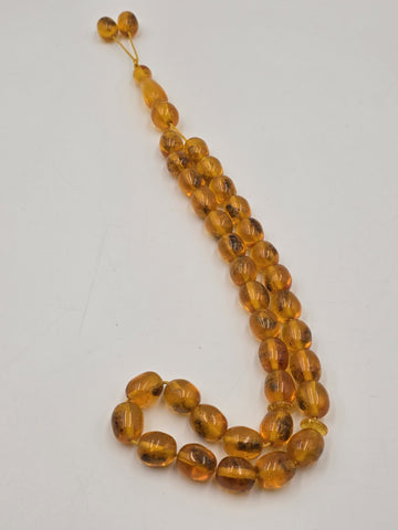 Vintage 33 Large Beaded Amber Islamic Prayer Beads Misbaha Tasbih Large Cognac