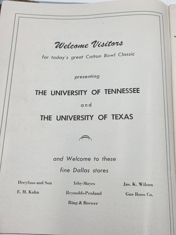 1953 Cotton Bowl Program &2 Ticket Stubs Tennessee Volunteers vs Texas Longhorns