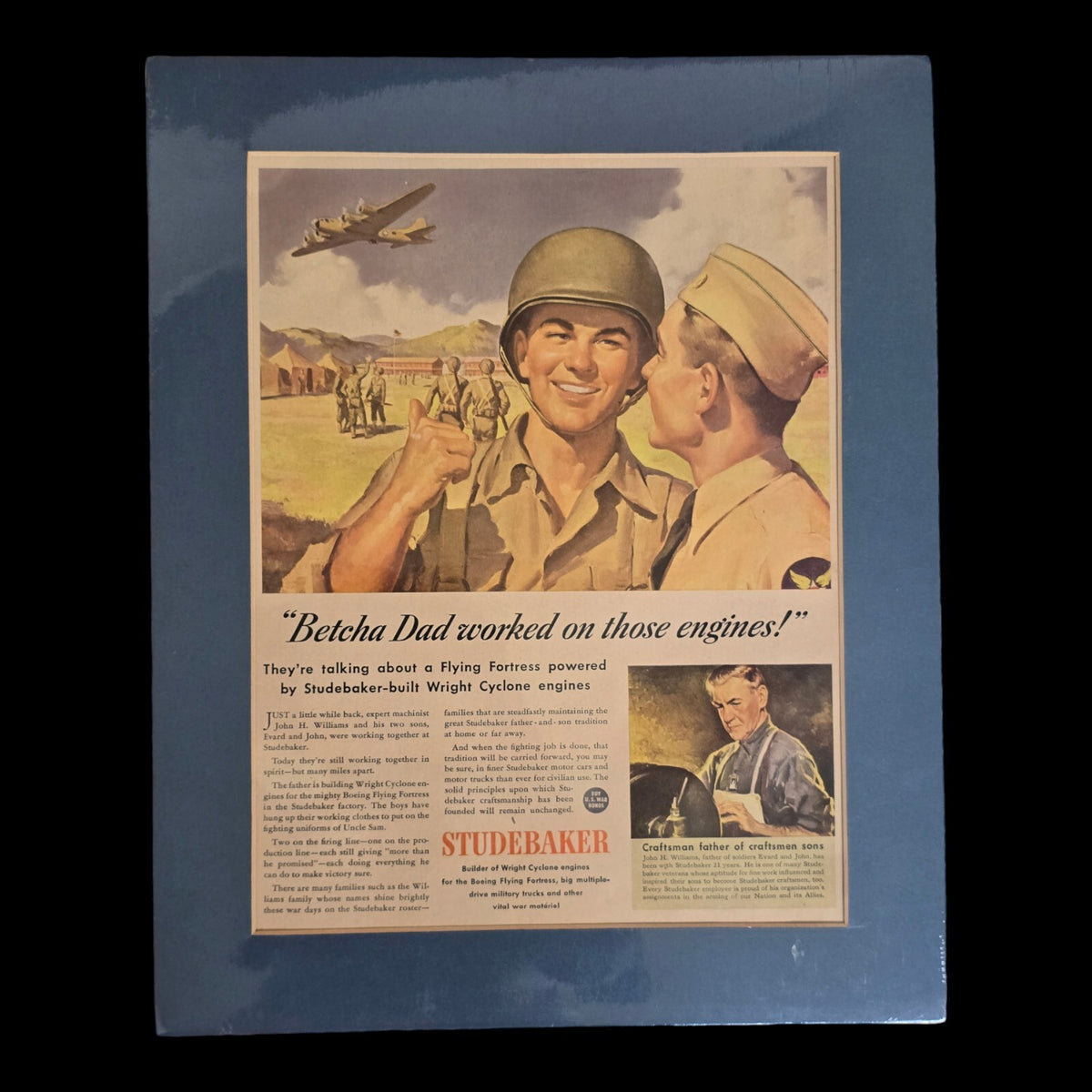 Original 1943 WW2 Studebaker Employee Ad Williams Family, South Bend Indiana