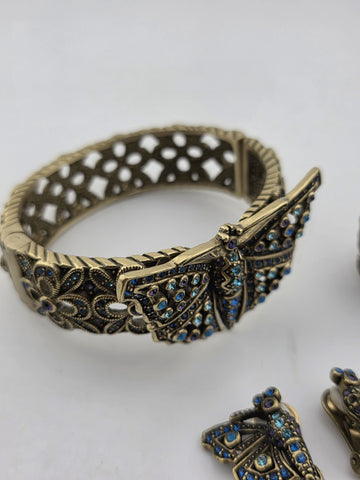 Vintage Heidi Daus Butterfly Garden Crystal Set, Cuff Bracelet, Ring & Earrings