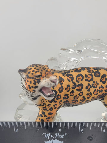 LEOPARD Porcelain Figurine Germany Lead Crystal Cliff Sculpture FRANKLIN MINT 8”