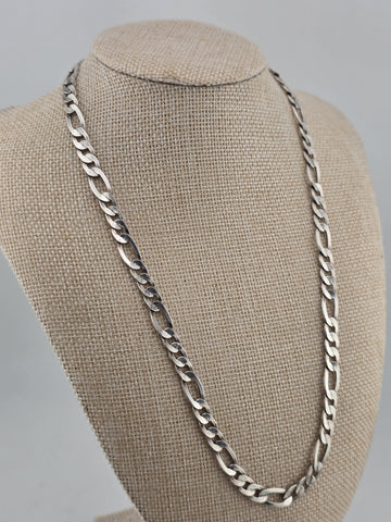 Vintage MO MEX 925 Sterling Silver Figaro Link Chain Necklace 24.5g Italy